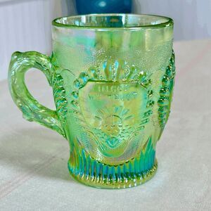 Vintage American Carnival Glass Assocation 1980 Souvenir Beaded Shell Mug Irides